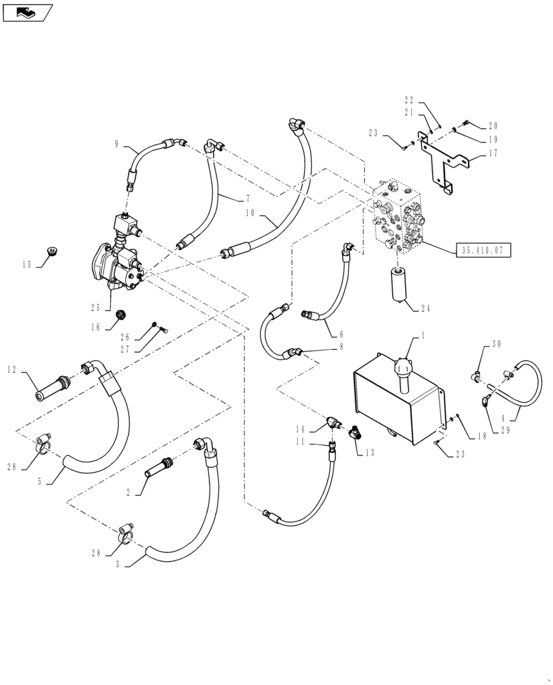 Схема запчастей Case IH 3162 - (35.410.06[01]) - HYDRAULIC SYSTEM, DRAPER PUMP (35) - HYDRAULIC SYSTEMS