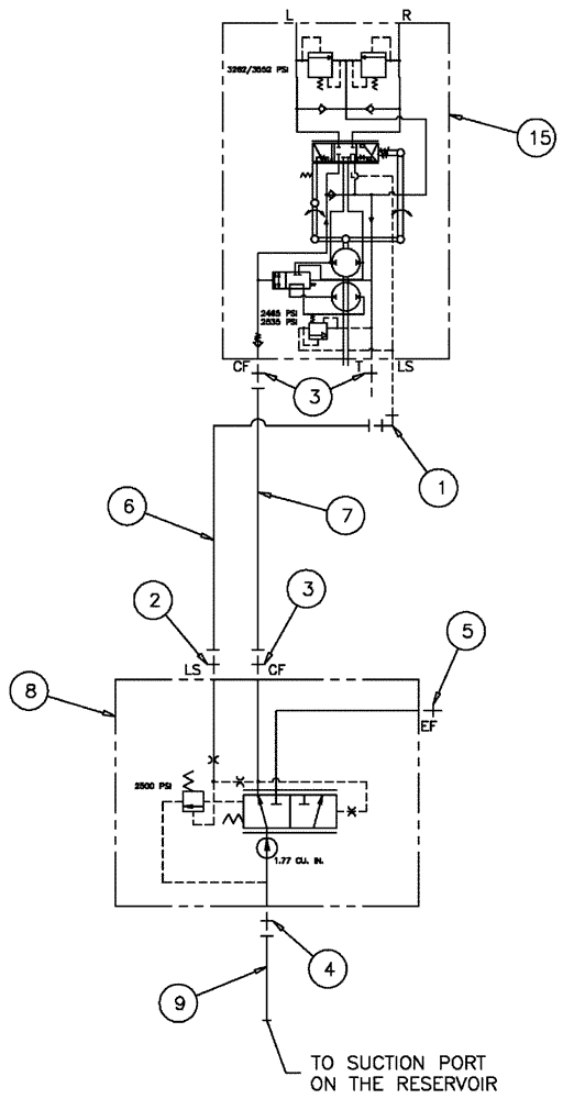 Схема запчастей Case IH FLX3010 - (06-007) - STEERING PUMP, HYDRAULIC GROUP (07) - HYDRAULICS