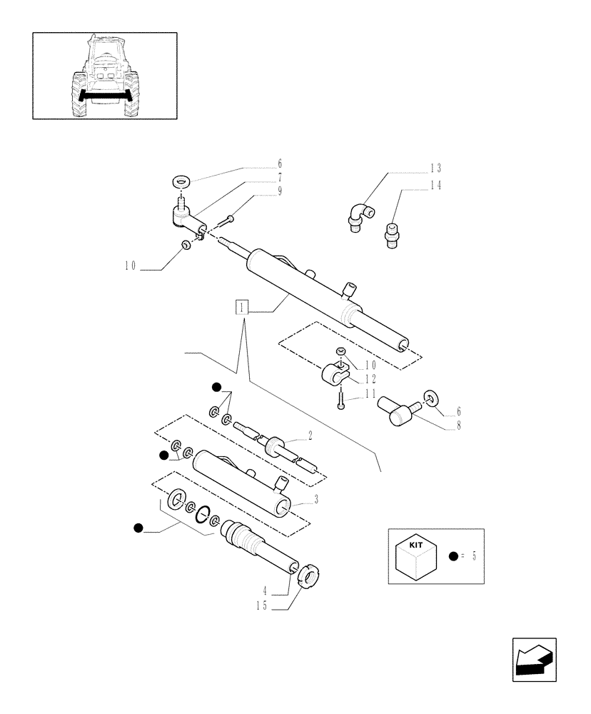 Схема запчастей Case IH MXU110 - (1.41.0/02[03A]) - (VAR.102) 2WD FRONT AXLE - TOBACCO OUTFIT - HYDRAULIC STEERING CYLINDER - ASN 216506 (04) - FRONT AXLE & STEERING