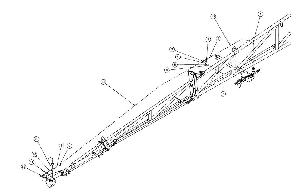 Схема запчастей Case IH SPX3200 - (11-005) - FENCE ROW NOZZLE GROUP, 90, LEFT BOOM Options