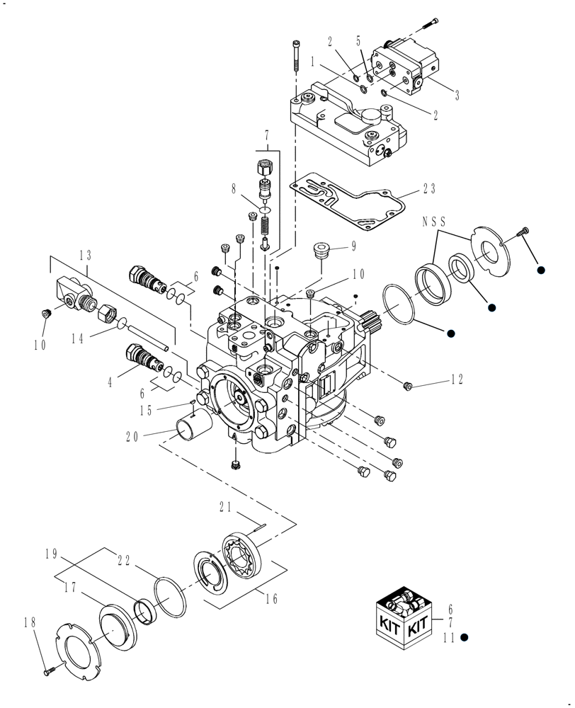 Схема запчастей Case IH WDX1701 - (050B) - PISTON PUMP (35) - HYDRAULIC SYSTEMS