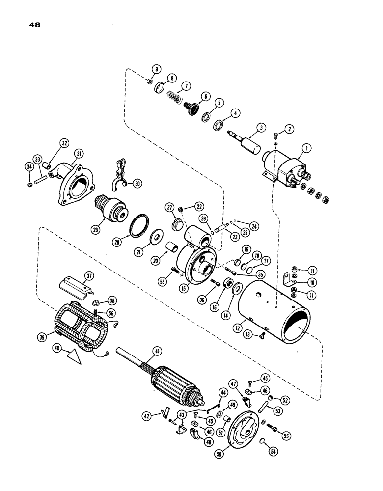 Схема запчастей Case IH 1200 - (048) - STARTING MOTOR, (451) DIESEL ENGINE (04) - ELECTRICAL SYSTEMS