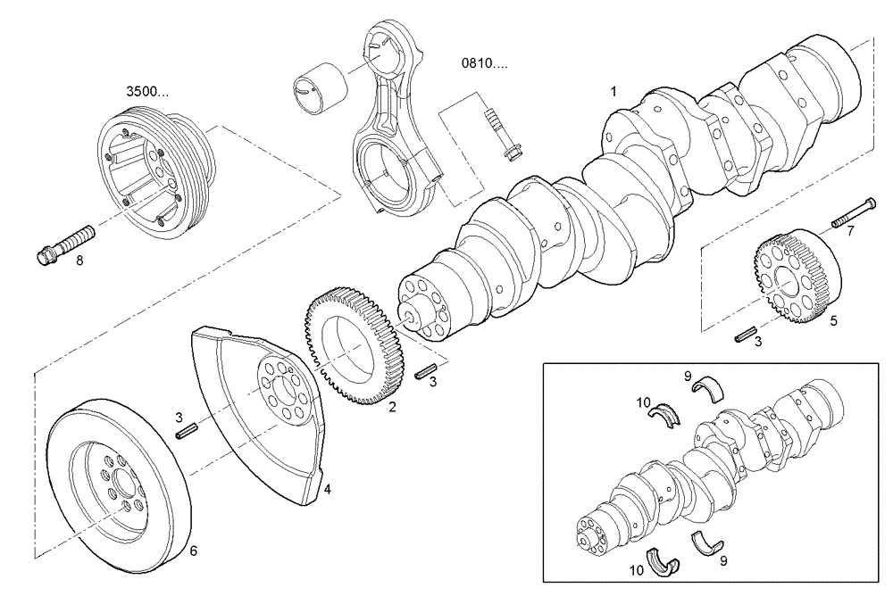 Схема запчастей Case IH FVAE2884X B200 - (0801.040) - CRANK SHAFT 