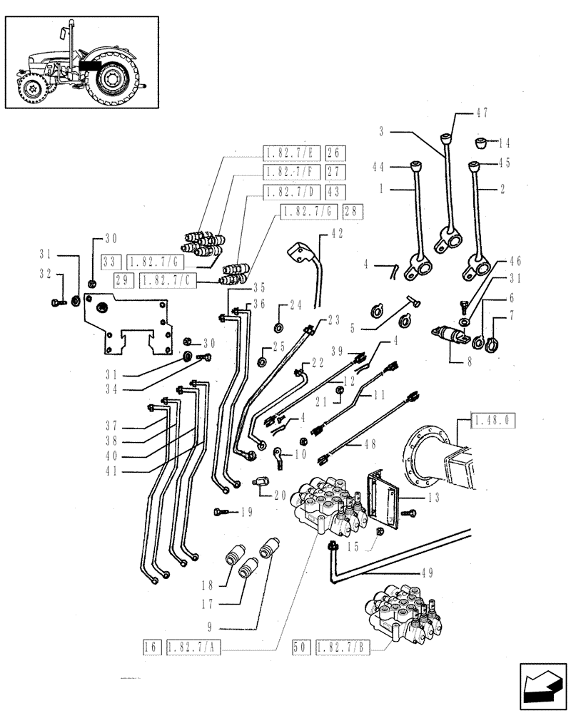 Схема запчастей Case IH JX95 - (1.82.7) - VAR - 103, 054, 335054, 335103, 728054, 729103 - 3 CONTROL VALVES (07) - HYDRAULIC SYSTEM