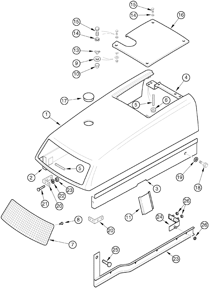 Схема запчастей Case IH C70 - (09-08) - HOODSHEET (09) - CHASSIS/ATTACHMENTS