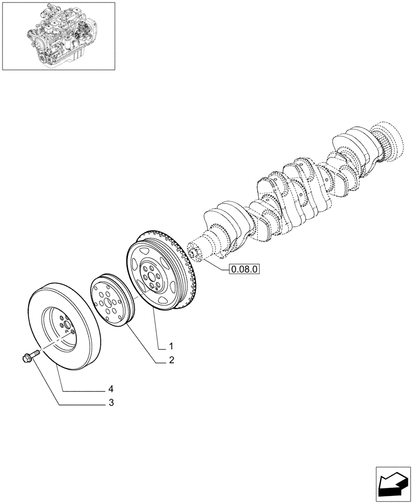 Схема запчастей Case IH F4GE9684D J600 - (0.08.4[01]) - PULLEY - CRANKSHAFT (504062760) 