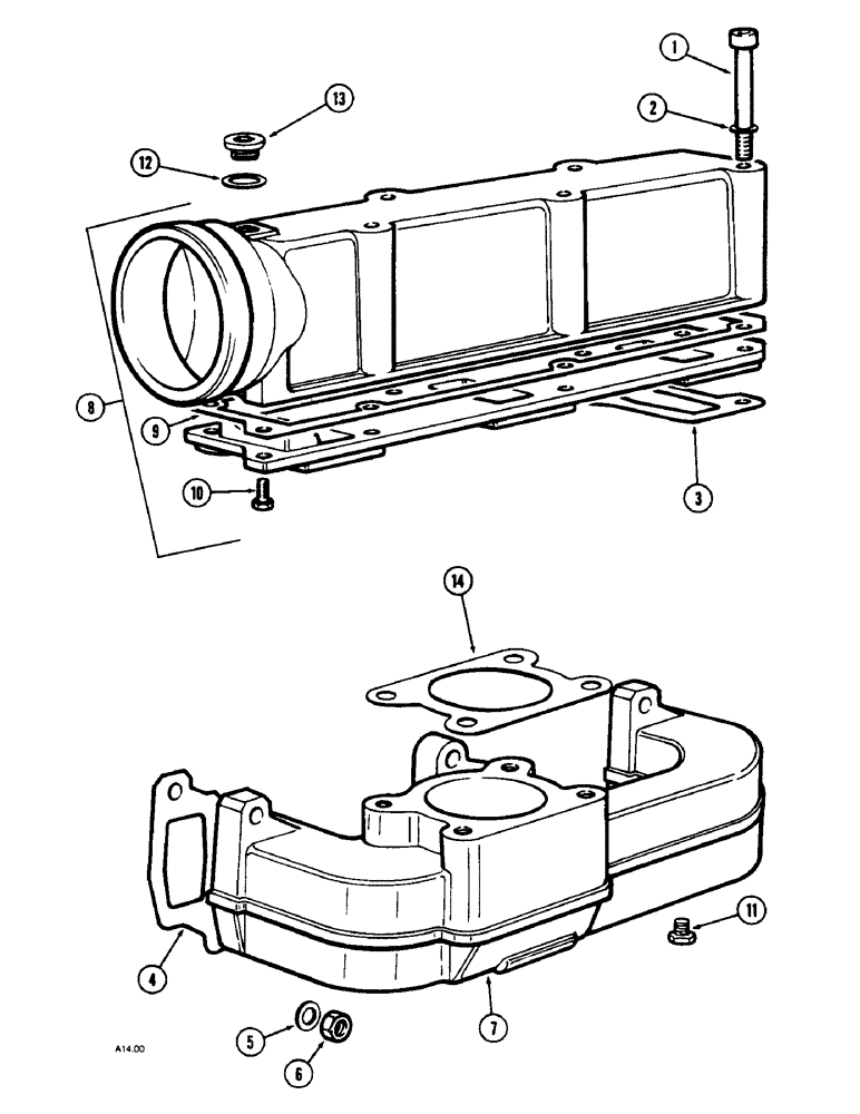 Схема запчастей Case IH 2120 - (2-14) - MANIFOLDS (3 CYL), 2120, 2130 (02) - ENGINE