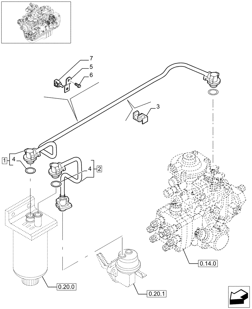 Схема запчастей Case IH F4GE9684D J600 - (0.20.3[01]) - PIPING - FUEL (504090295) 