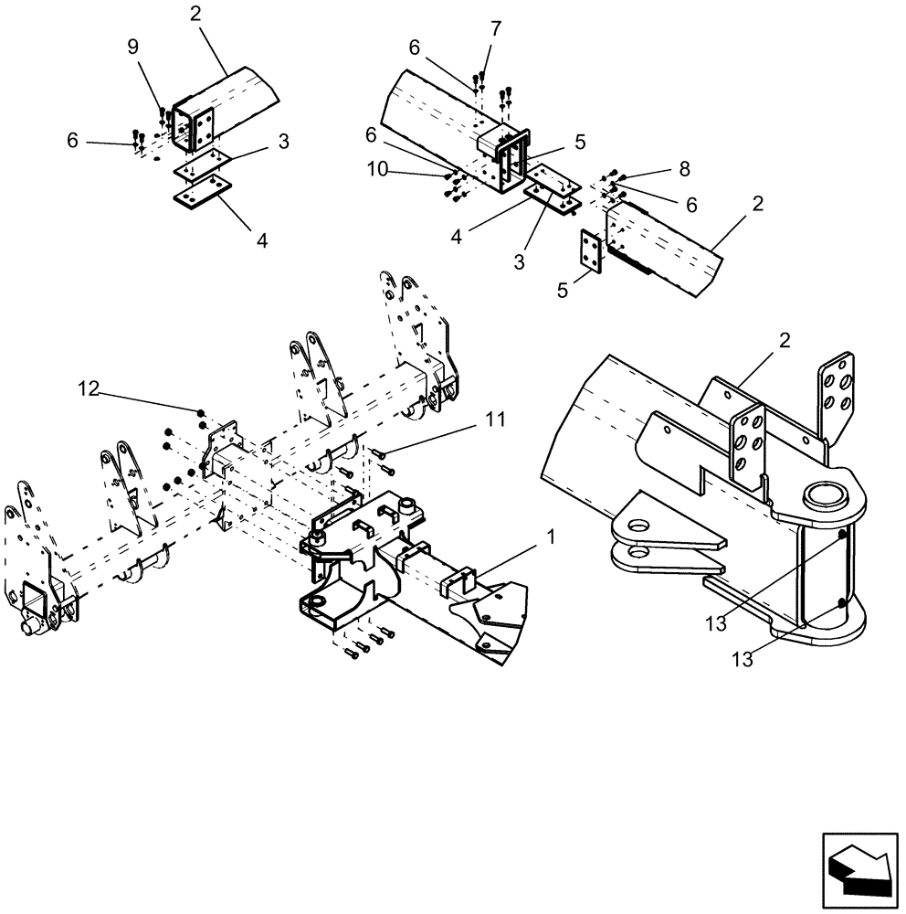 Схема запчастей Case IH 1250 - (39.110.02) - FRAME - CENTER SECTION AND HITCH - 16 ROW (39) - FRAMES AND BALLASTING