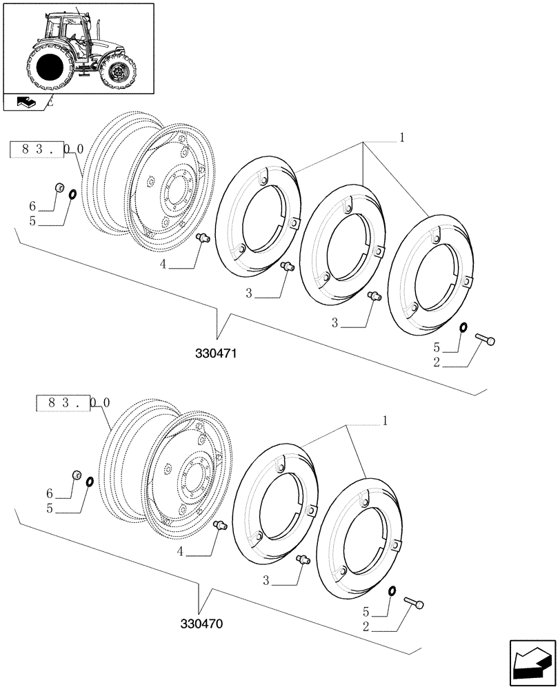 Схема запчастей Case IH FARMALL 90 - (1.48.2) - REAR BALLAST (VAR.330470-330471) (05) - REAR AXLE