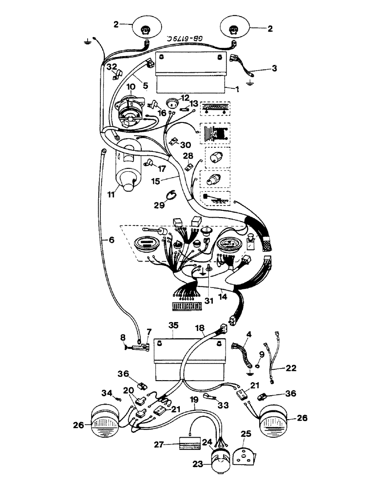 Схема запчастей Case IH 633 - (08-02) - CABLES (06) - ELECTRICAL