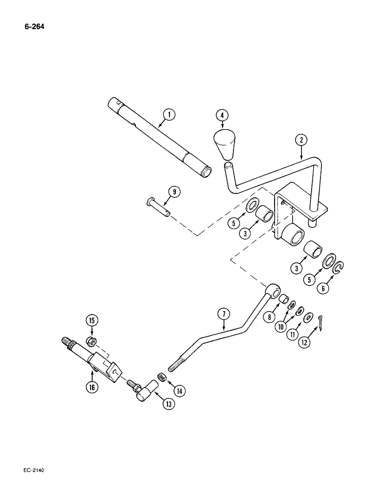 Схема запчастей Case IH 585 - (6-264) - TRANSMISSION RANGE SHIFT CONTROL, WITHOUT CAB, WITH FORWARD AND REVERSE (06) - POWER TRAIN