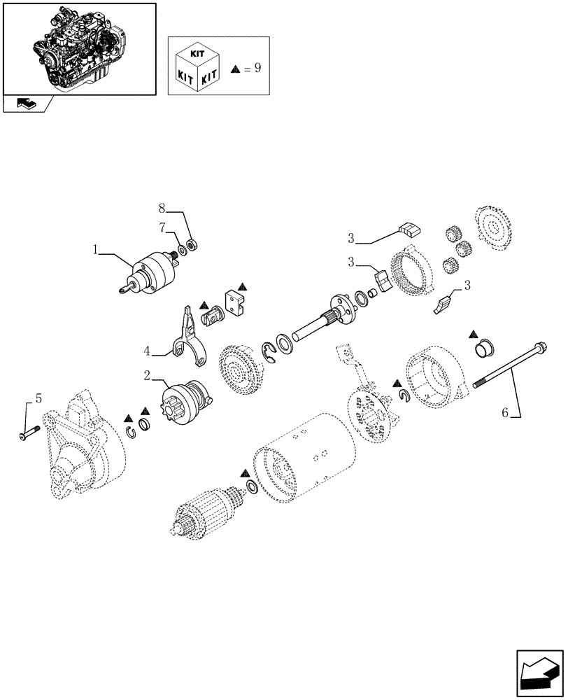 Схема запчастей Case IH F4GE9684R J600 - (0.36.0/ A) - STARTER MOTOR - COMPONENTS (504031929) 