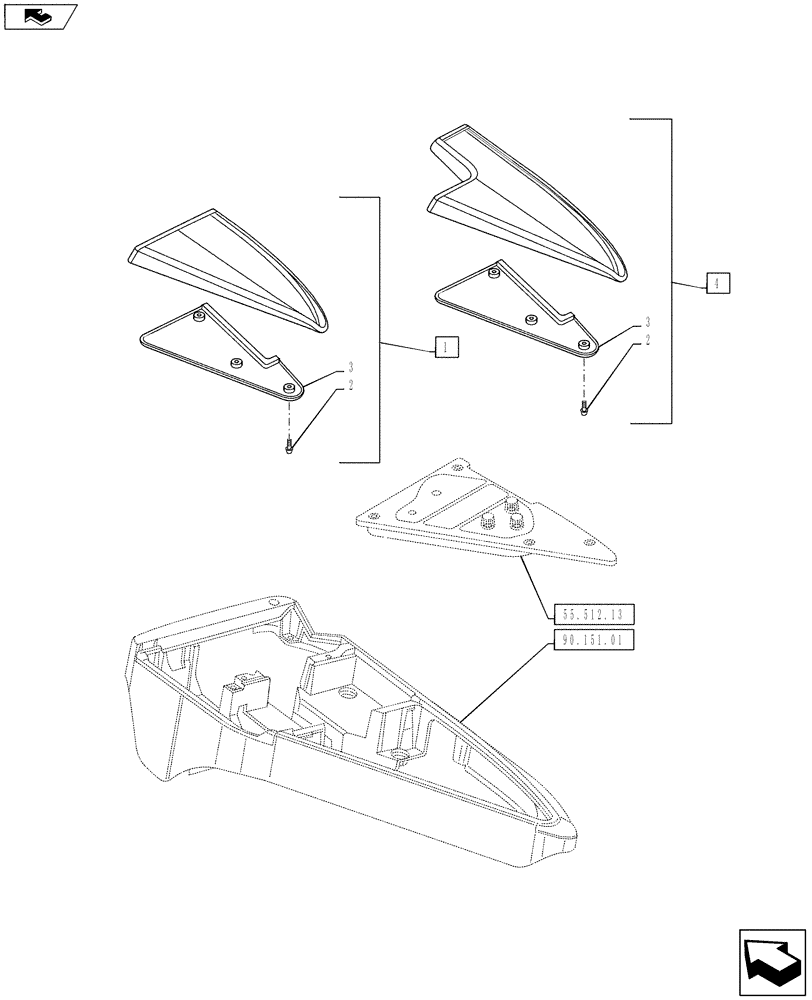 Схема запчастей Case IH PUMA 145 - (90.151.03) - ARMREST CONTROL UNIT - CUSHION (90) - PLATFORM, CAB, BODYWORK AND DECALS