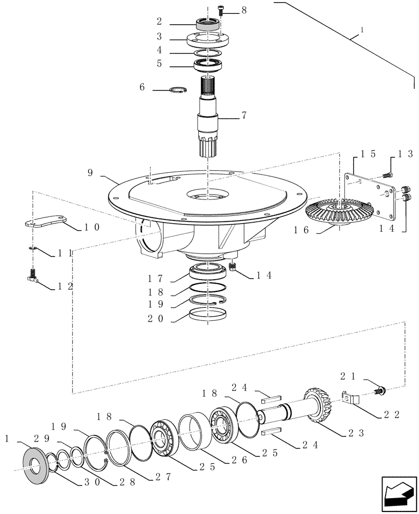 Схема запчастей Case IH 8120 - (80.175.07) - UNLOADING AUGER, GEARBOX, LOWER (80) - CROP STORAGE/UNLOADING