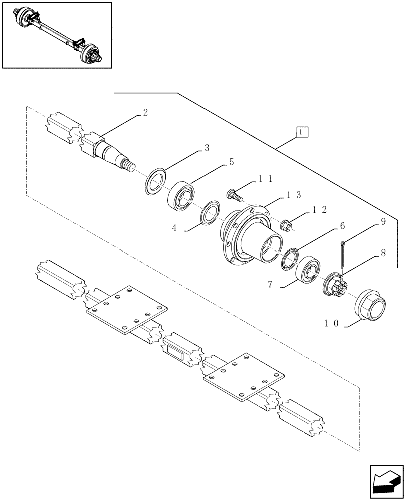 Схема запчастей Case IH LBX421R - (05.02[01]) - SINGLE AXLE WITHOUT BRAKES (05) - AXLE