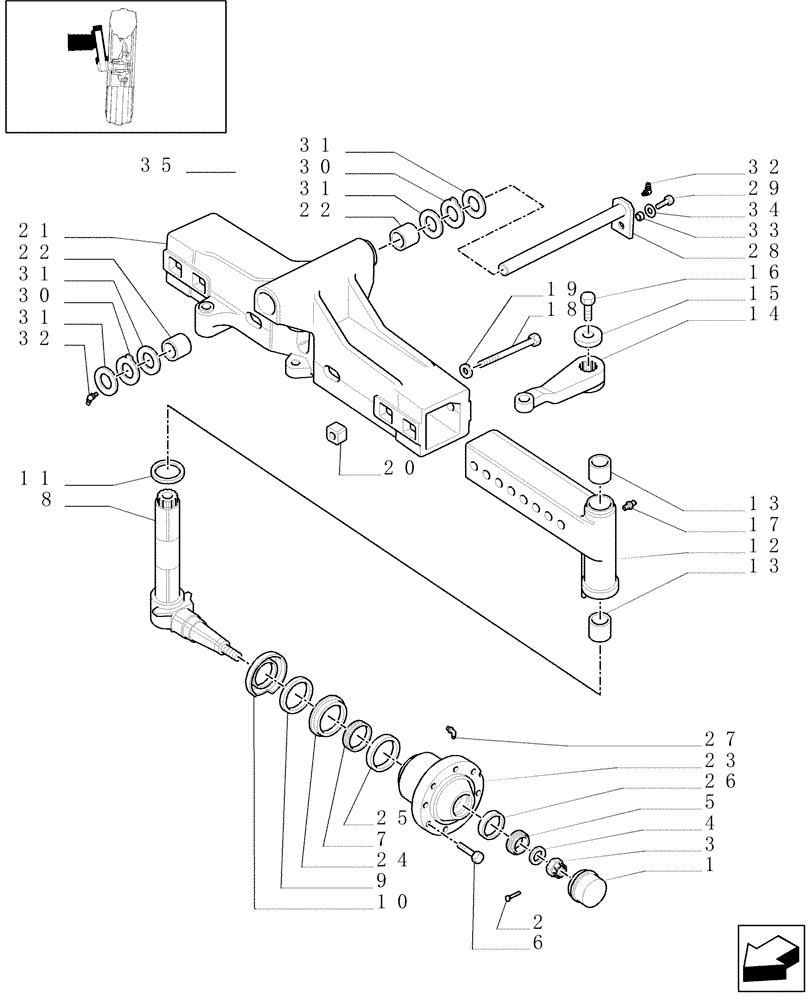 Схема запчастей Case IH MXM140 - (1.41.0[01]) - 2WD FRONT AXLE - BODY (04) - FRONT AXLE & STEERING