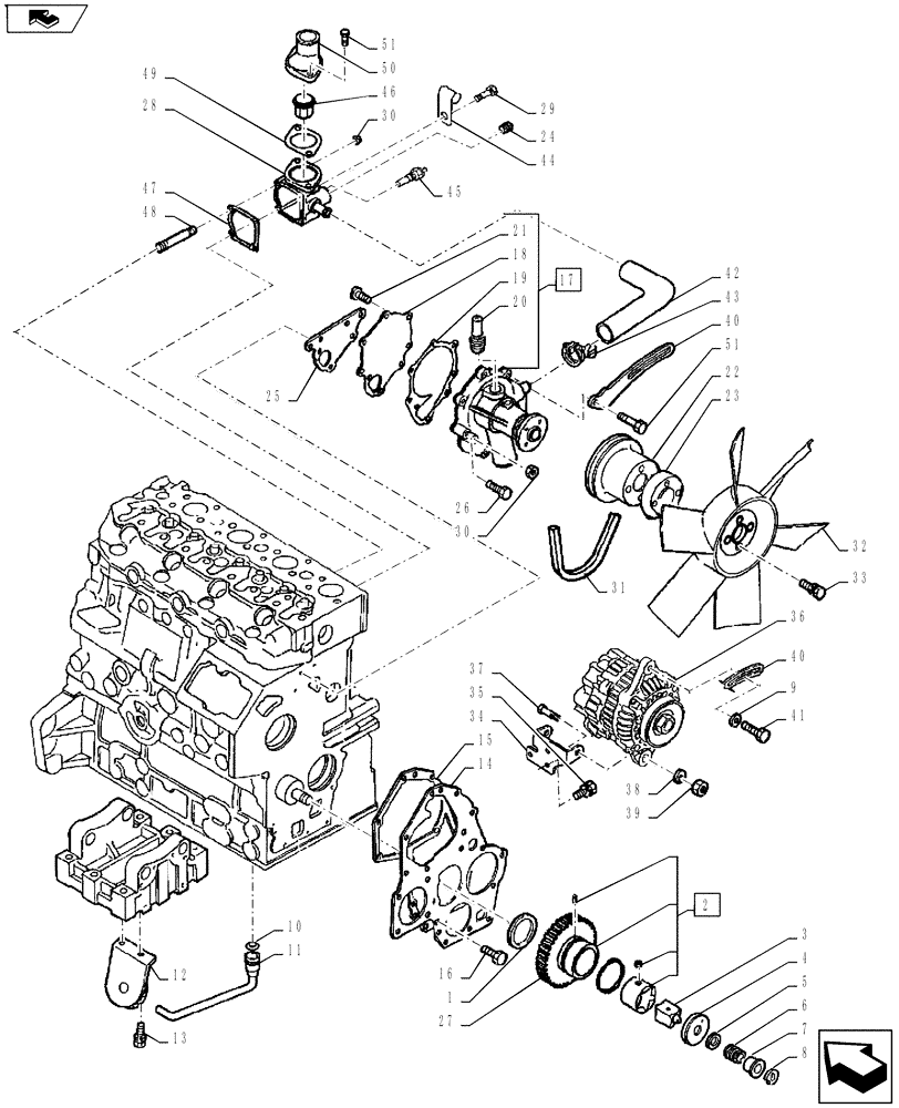 Схема запчастей Case IH FARMALL 55A - (10.402.02[02]) - WATER PUMP (10) - ENGINE