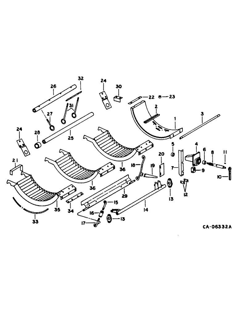 Схема запчастей Case IH 1420 - (21-14) - THRESHING ROTOR AND CONCAVES, CONCAVE AND CONTROL (14) - THRESHING