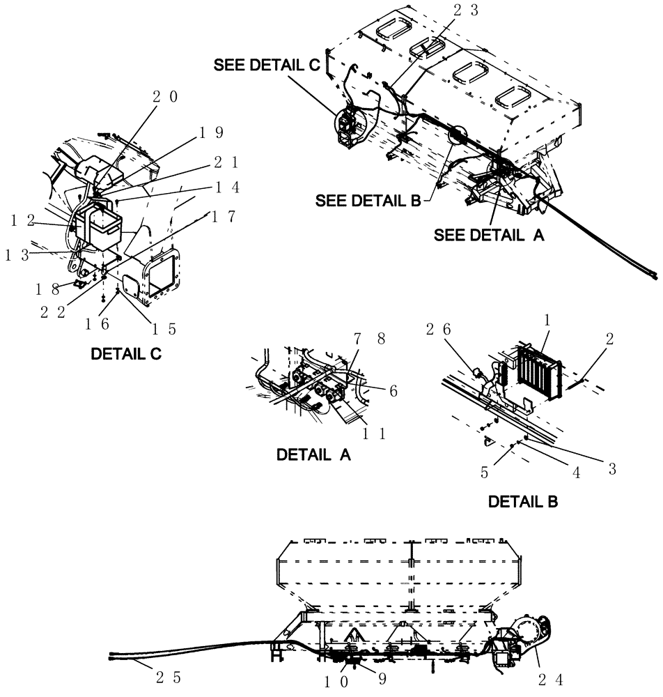 Схема запчастей Case IH 3580 - (55.100.00) - AIR SYSTEM ELECTRONICS LAYOUT (55) - ELECTRICAL SYSTEMS