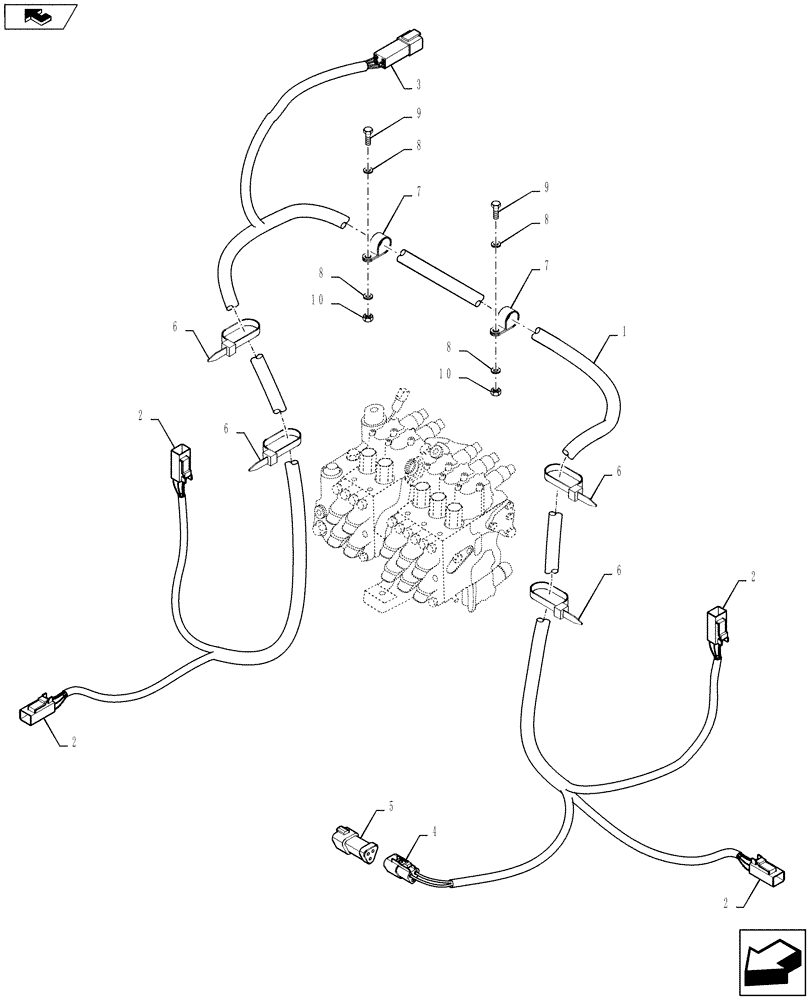 Схема запчастей Case IH QUADTRAC 500 - (55.100.33[01]) - HARNESS, SPOOL ADAPTER - EHR VALVES - 4 SPOOL (55) - ELECTRICAL SYSTEMS