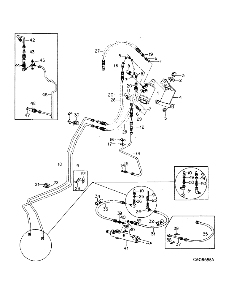 Схема запчастей Case IH 5488 - (10-40) - HYDRAULICS, POWER STEERING CONNECTIONS, TWO WHEEL DRIVE TRACTORS (07) - HYDRAULICS