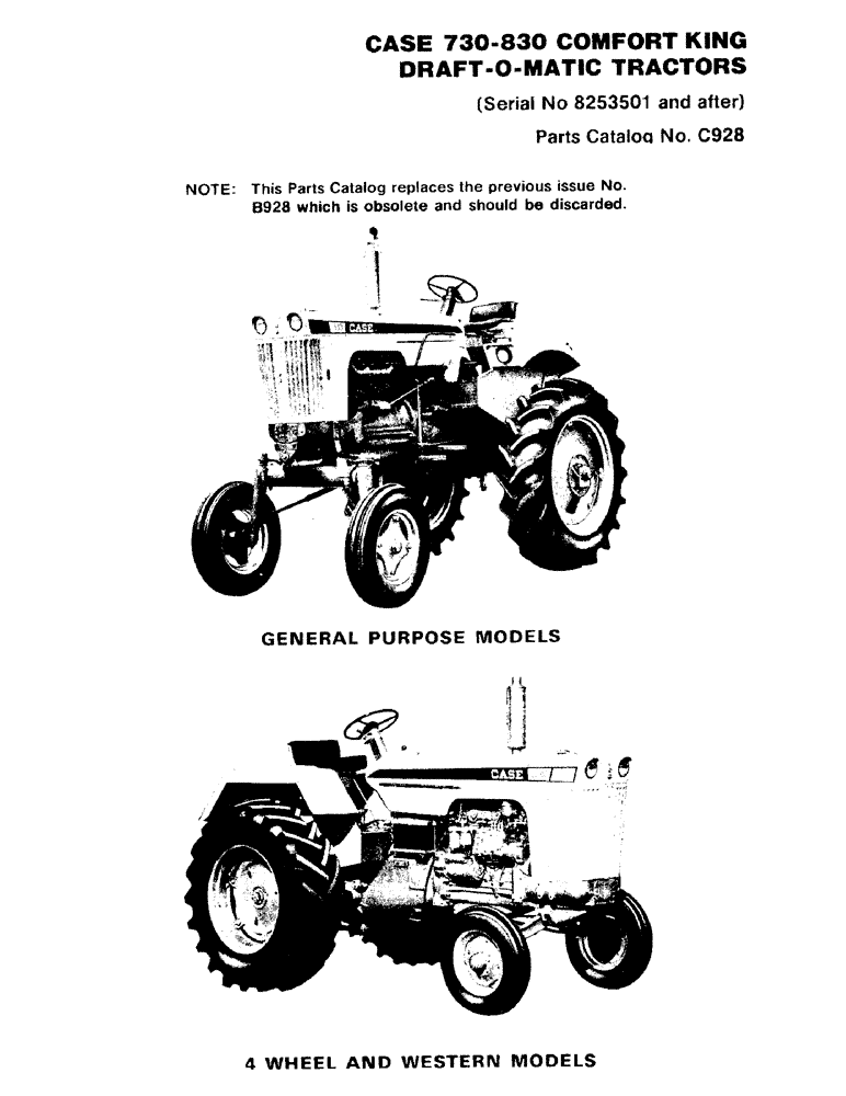 Схема запчастей Case IH 730 SERIES - (001) - PARTS CATALOG (00) - PICTORIAL INDEX