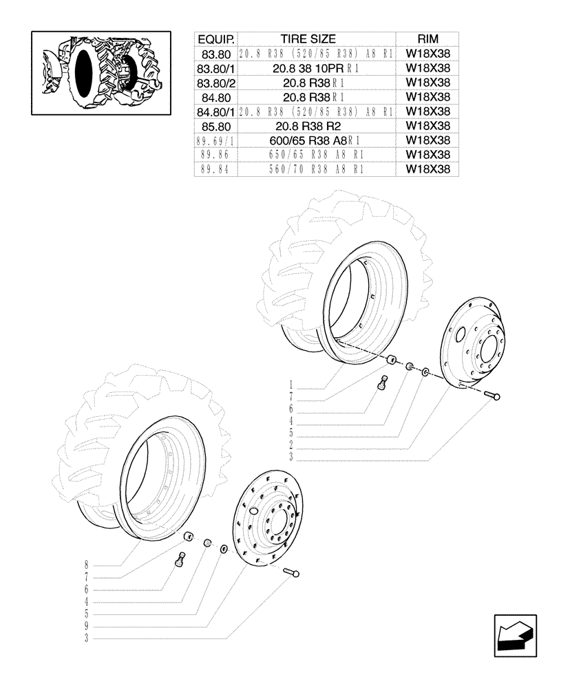 Схема запчастей Case IH MXM130 - (83.00[04]) - DRIVE WHEELS (11) - WHEELS/TRACKS