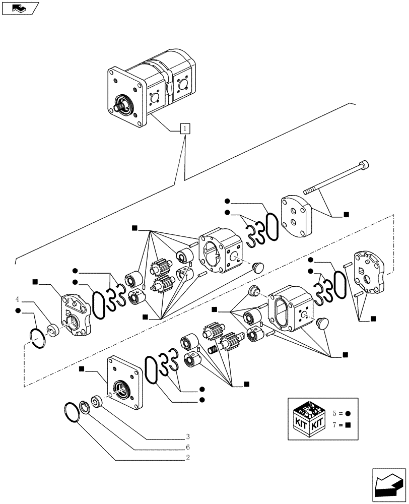 Схема запчастей Case IH FARMALL 75C - (41.206.01[02]) - HYDRAULIC PUMP - BREAKDOWN (41) - STEERING