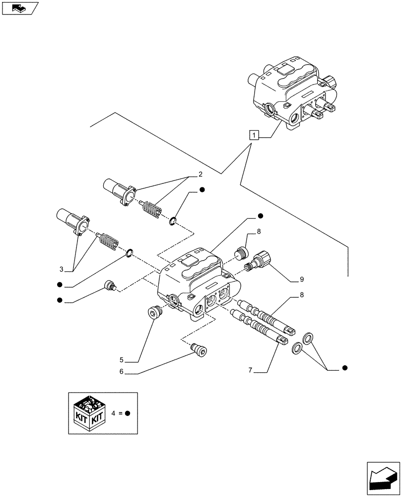 Схема запчастей Case IH FARMALL 65C - (35.204.0308[02]) - TWO FRONT CONTROL VALVES - BREAKDOWN (VAR.336125-338125; VAR.333370 / 743516; VAR.330711 / 743572) (35) - HYDRAULIC SYSTEMS