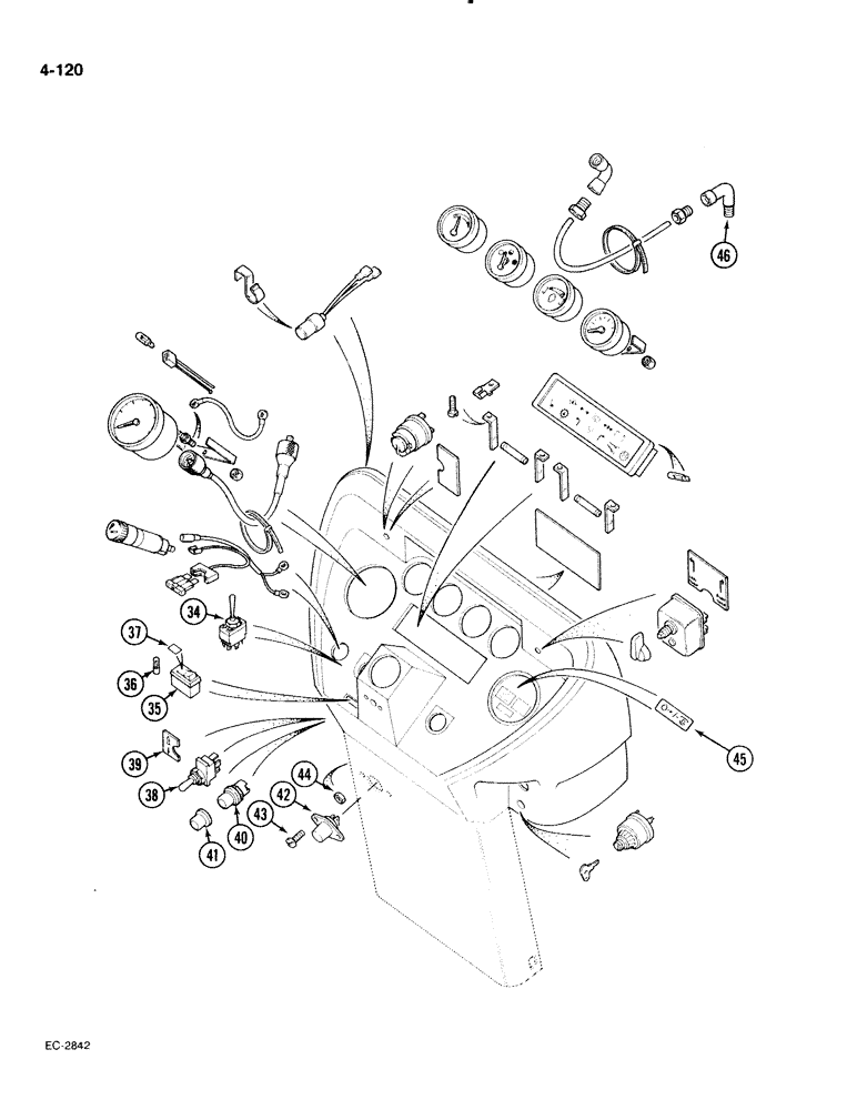 Схема запчастей Case IH 885 - (4-120) - INSTRUMENTS AND SWITCHES, WITHOUT CAB (CONTD) (04) - ELECTRICAL SYSTEMS