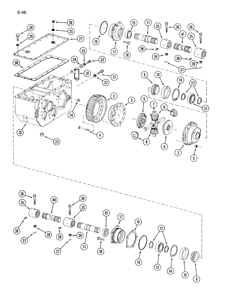 Схема запчастей Case IH 1640 - (6-46) - TRANSMISSION DIFFERENTIAL SHAFT (03) - POWER TRAIN