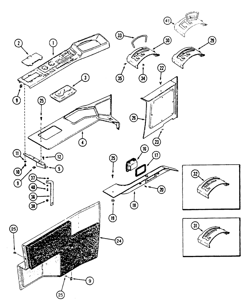 Схема запчастей Case IH 8930 - (9-038) - CAB, CONTROL CONSOLE (09) - CHASSIS/ATTACHMENTS