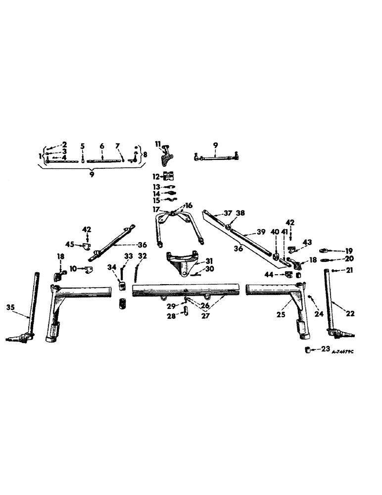 Схема запчастей Case IH 21026 - (14-08) - SUSPENSION, ADUSTABLE FRONT AXLE AND CONNECTIONS, FARMALL HI-CLEAR TRACTORS Suspension