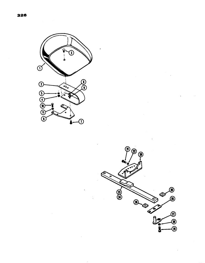 Схема запчастей Case IH 430 - (326) - 430 STANDARD SEAT, AND DRAWBAR, PRIOR TO S/N 8262800 (09) - CHASSIS