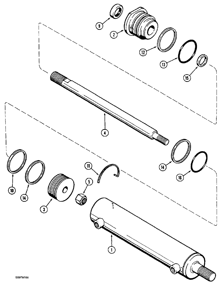 Схема запчастей Case IH 1660 - (5-58) - STEERING CYLINDER, POWER GUIDE AXLE (04) - STEERING