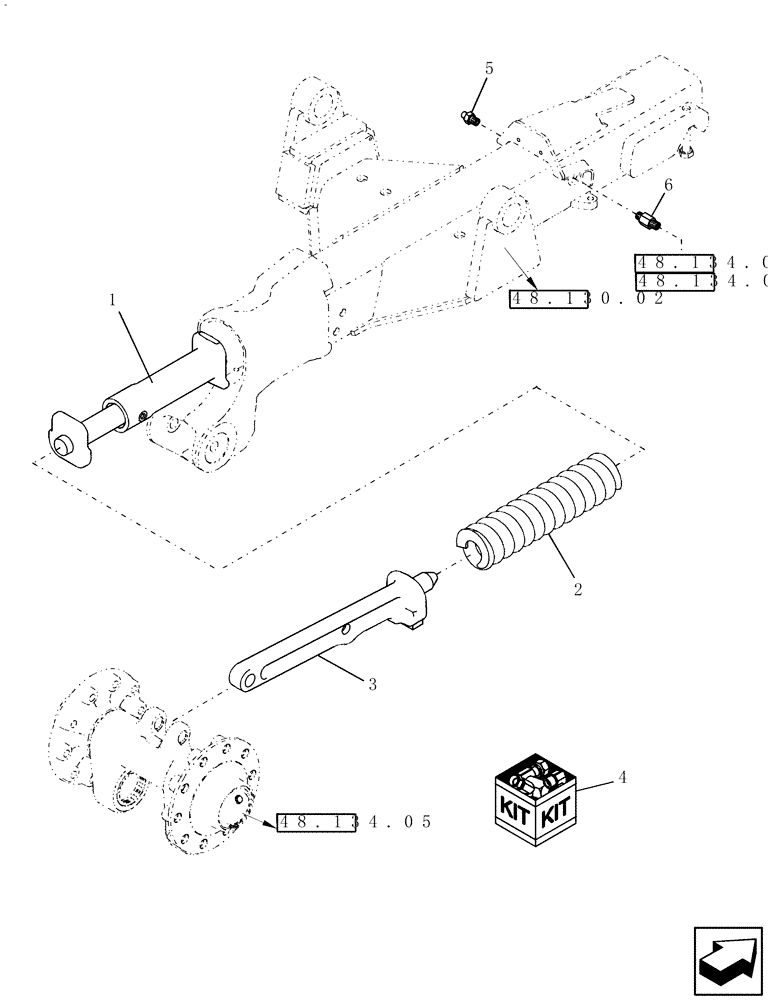 Схема запчастей Case IH 7230 - (48.134.06) - TRACK DRIVE - TENSIONING MECHANISM, ADJUSTER-RECOIL - NA ONLY (48) - TRACKS & TRACK SUSPENSION