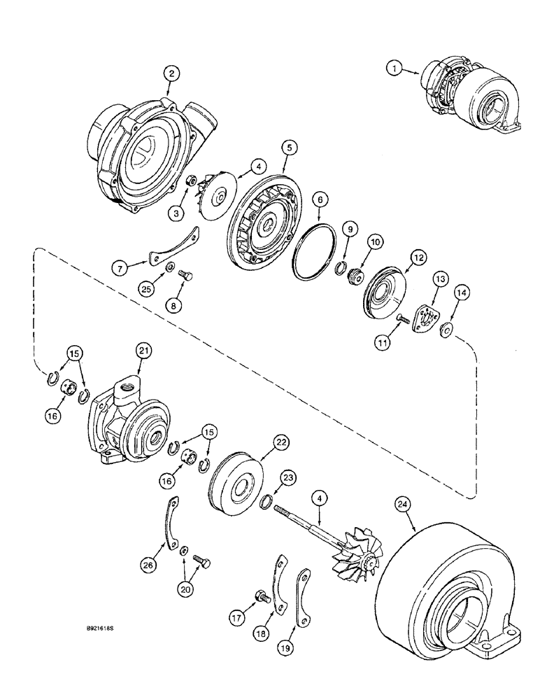 Схема запчастей Case IH 1644 - (2-26) - TURBOCHARGER, 6TA-590 ENGINE (01) - ENGINE