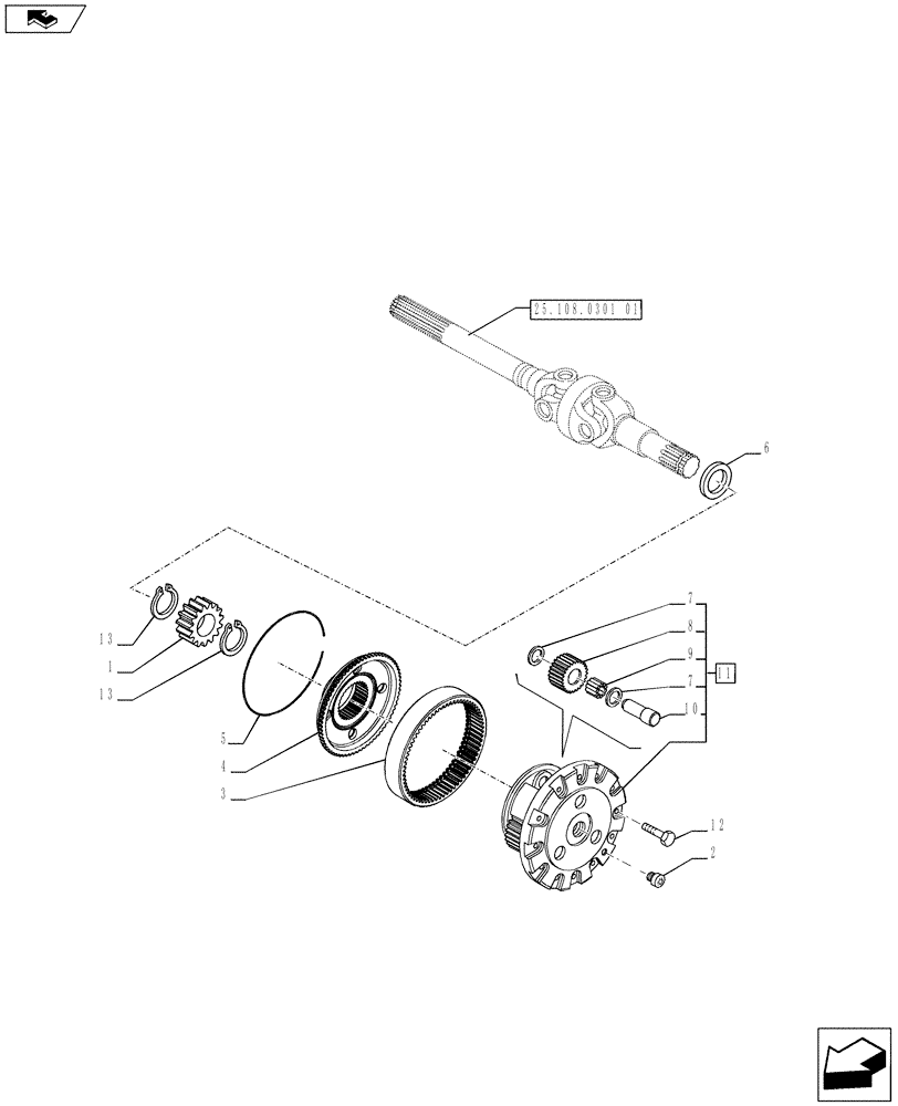 Схема запчастей Case IH PUMA 200 - (25.108.0403) - 4WD FRONT AXLE WITH ACTIVE SUSPENSION AND BRAKES - EPICYCLICAL FINAL DRIVE (VAR.728212) (25) - FRONT AXLE SYSTEM