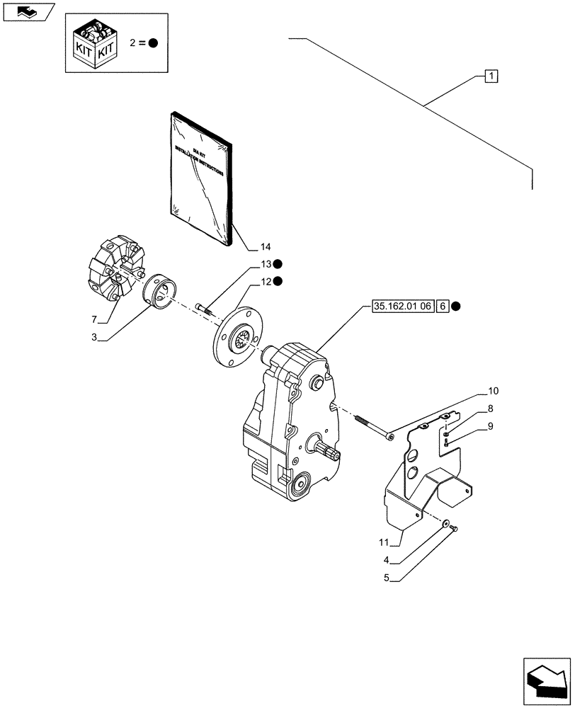 Схема запчастей Case IH PUMA 170 - (88.035.08[01]) - DIA KIT - FRONT HPL FOR ELECTRONIC REMOTES WITH PTO, LESS AUX. COUPLERS - GEARBOX (88) - ACCESSORIES