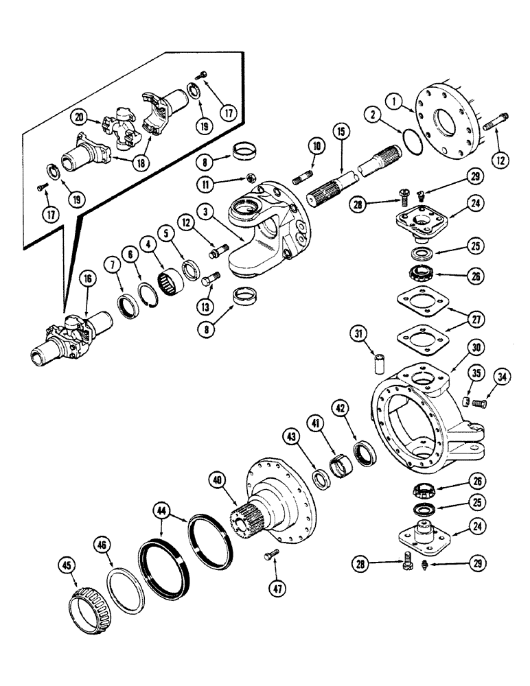 Схема запчастей Case IH 4694 - (6-190) - FRONT AXLE ASSEMBLY, RIGHT TRUNNION AND SPINDLE, TRUNNION WITH BEARING, AXLE S/N 13015953 AND AFTER (06) - POWER TRAIN