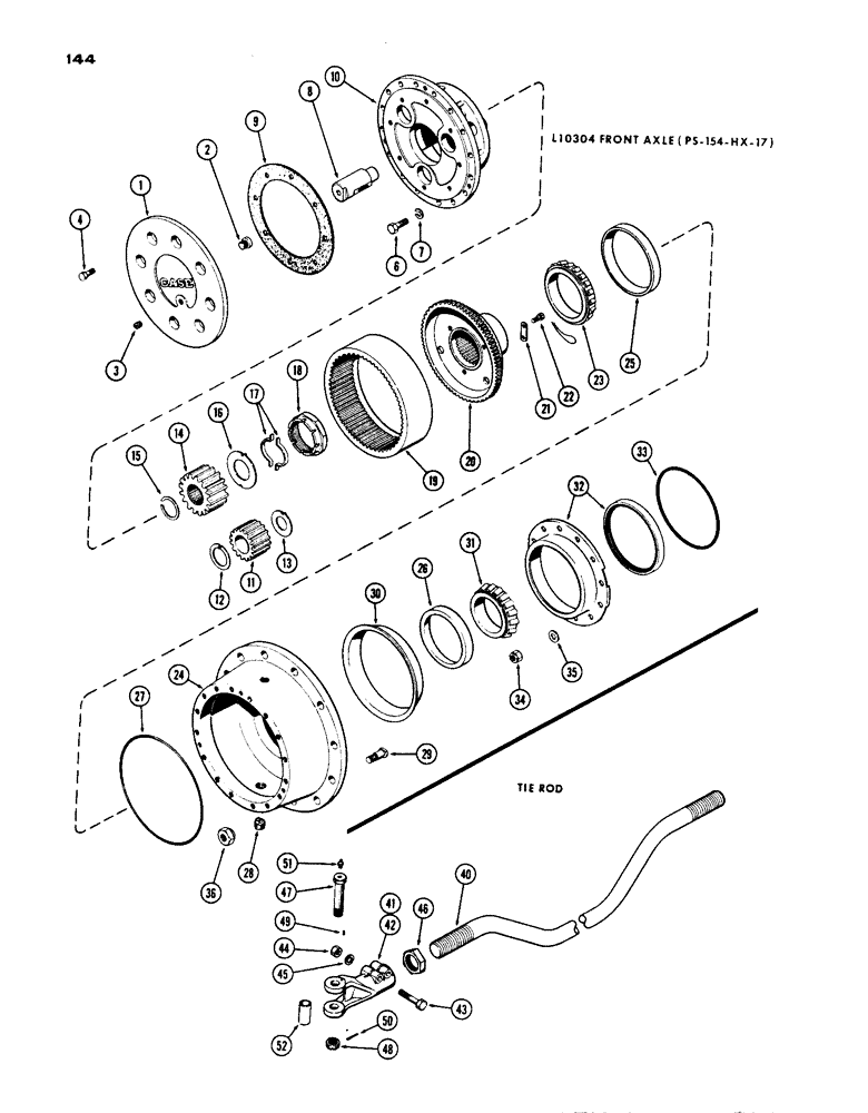 Схема запчастей Case IH 1200 - (144) - L10304 FRONT AXLE PLANETARY, 19.03 RATIO WITH CARDON JOINT (06) - POWER TRAIN