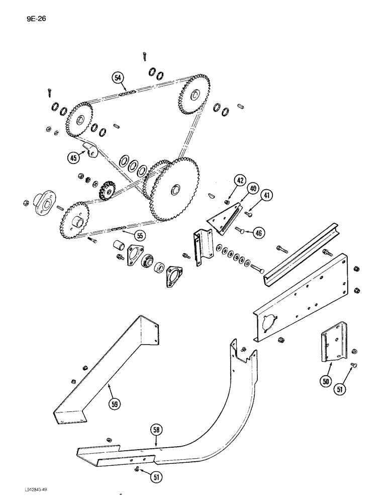 Схема запчастей Case IH 1680 - (9E-26) - GRAIN TANK UNLOADER CHAIN DRIVE, P.I.N. JJC0115352 AND AFTER (CONTD) (17) - GRAIN TANK & UNLOADER