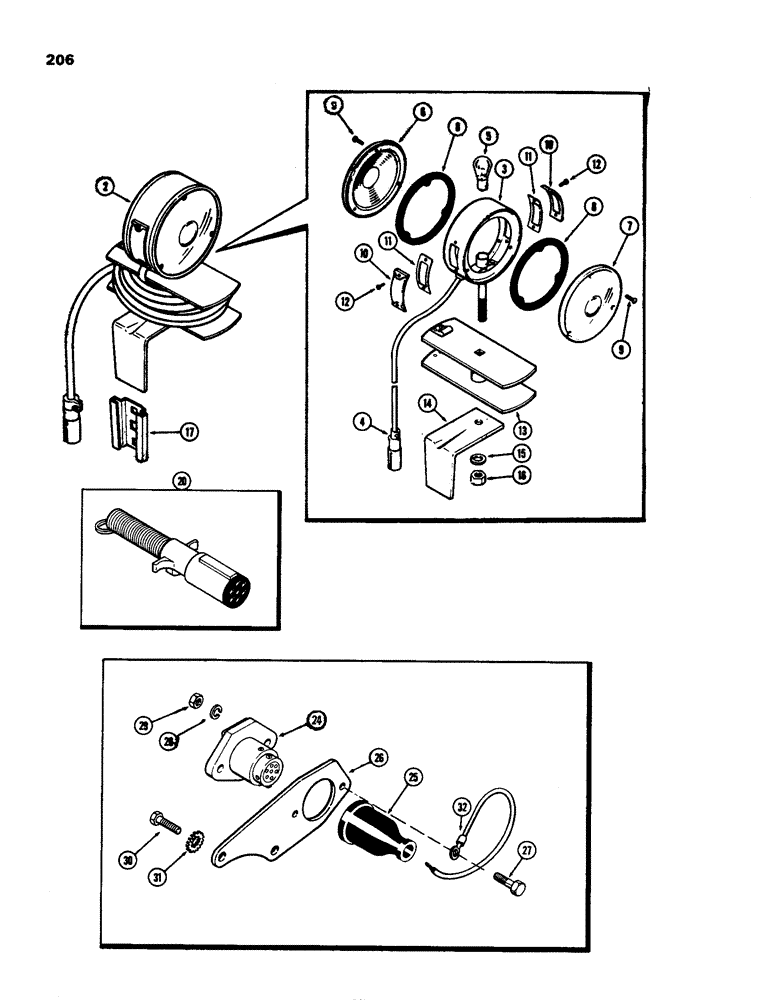 Схема запчастей Case IH 970 - (206) - IMPLEMENT WARNING LAMP (04) - ELECTRICAL SYSTEMS