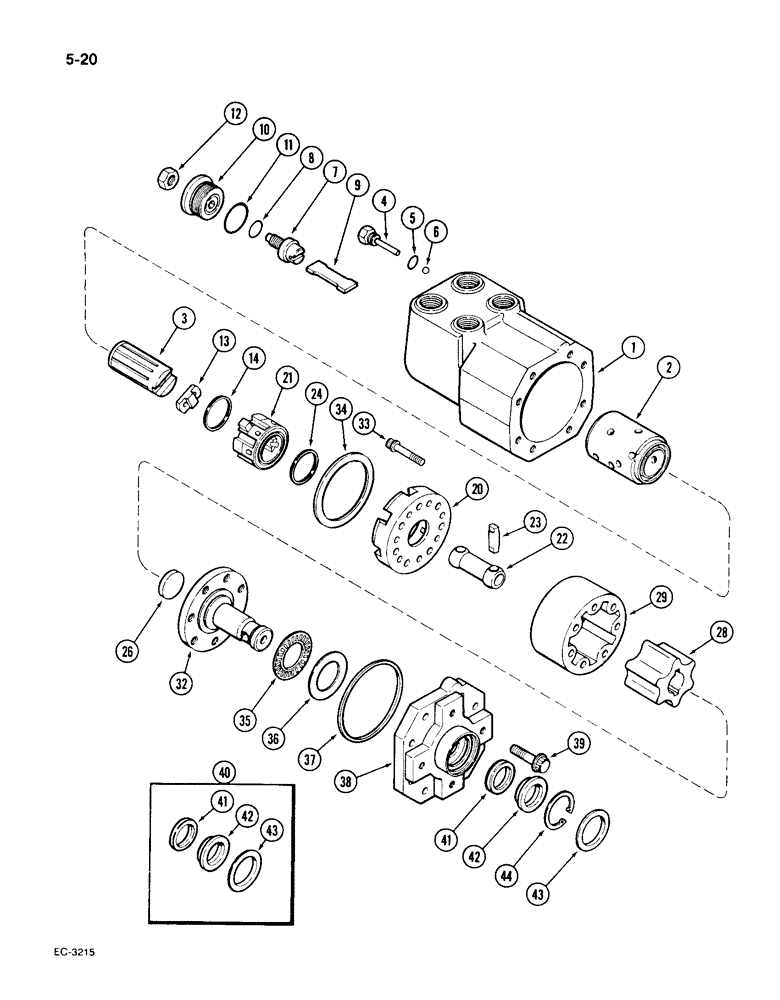 Схема запчастей Case IH 1896 - (5-20) - HYDROSTATIC STEERING PUMP, TRW, FOUR WHEEL DRIVE TRACTORS (05) - STEERING