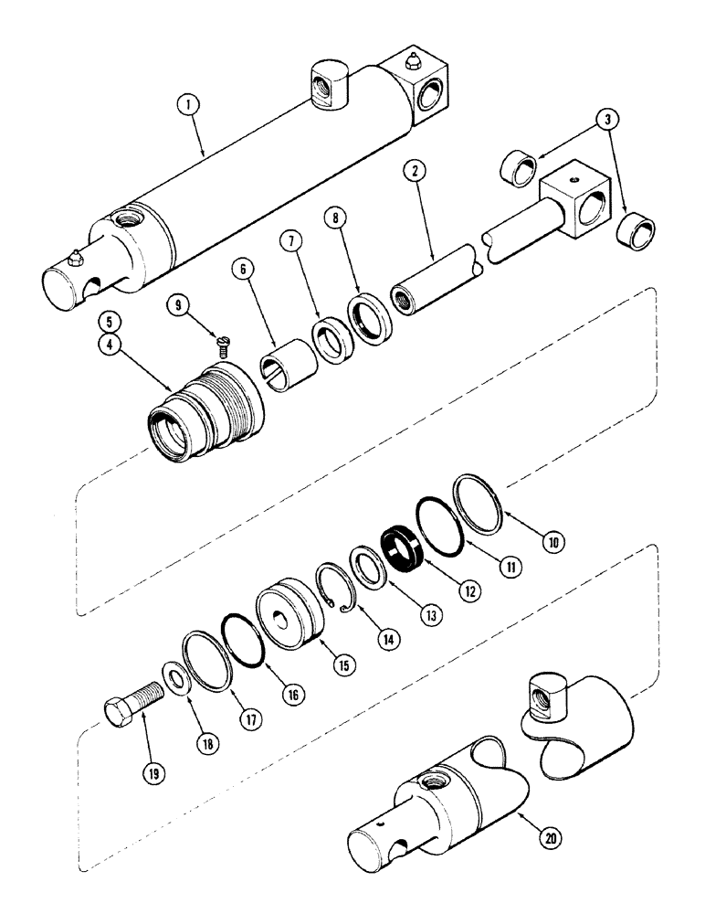 Схема запчастей Case IH 4694 - (5-130) - FRONT STEERING CYLINDER, 2-1/2 INCH (64 MM) DIAMETER X 9-7/8 INCH (251 MM) STROKE (05) - STEERING