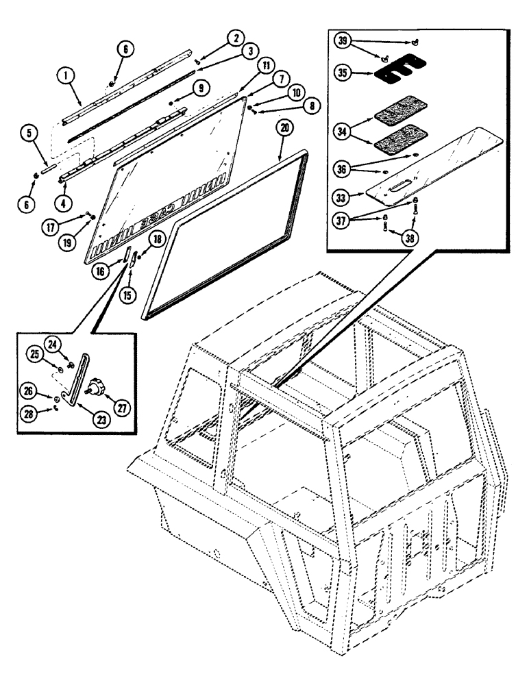 Схема запчастей Case IH 2290 - (9-560) - CAB, REAR WINDOW (09) - CHASSIS/ATTACHMENTS