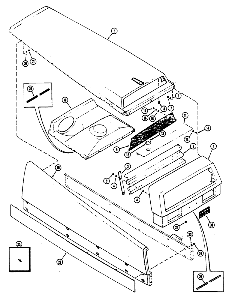 Схема запчастей Case IH 2590 - (9-334) - UPPER GRILLE, HOOD, SIDE AND DECAL PANELS (09) - CHASSIS/ATTACHMENTS