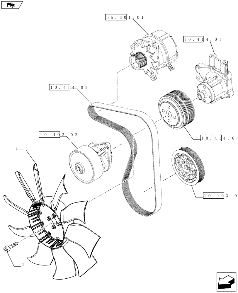 Схема запчастей Case IH FARMALL 75C - (10.414.02) - ENGINE FAN (10) - ENGINE