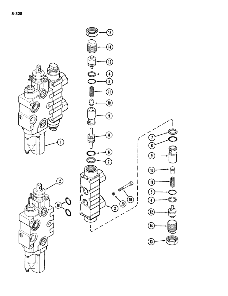 Схема запчастей Case IH 2094 - (8-328) - REMOTE CONTROL VALVE, ADD ON FOR THIRD CIRCUIT, WITH LOAD CHECK (08) - HYDRAULICS